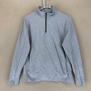 Tommy John Mens Gray Quarter Zip Pullover Sweatshirt Pima Cotton Spandex Medium